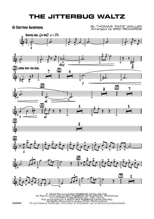 The Jitterbug Waltz - E-flat Baritone Saxophone