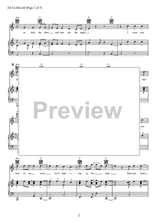 All To Myself" Sheet Music by Dan + Shay for Piano/Vocal 