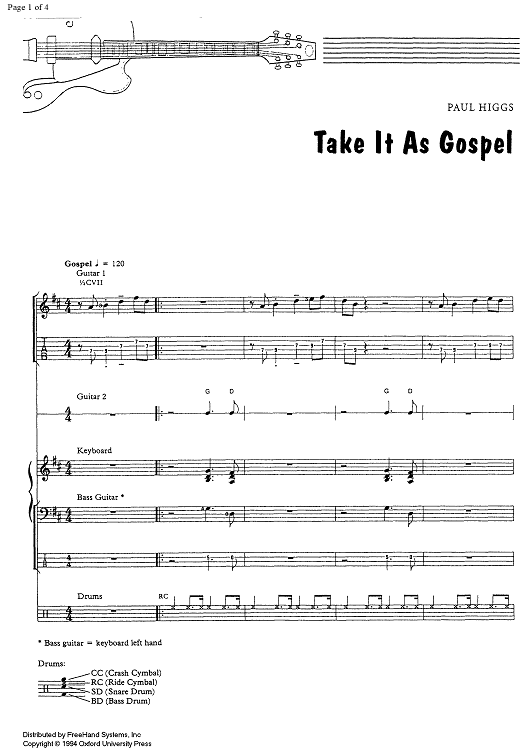 Take It As A Gospel - Score