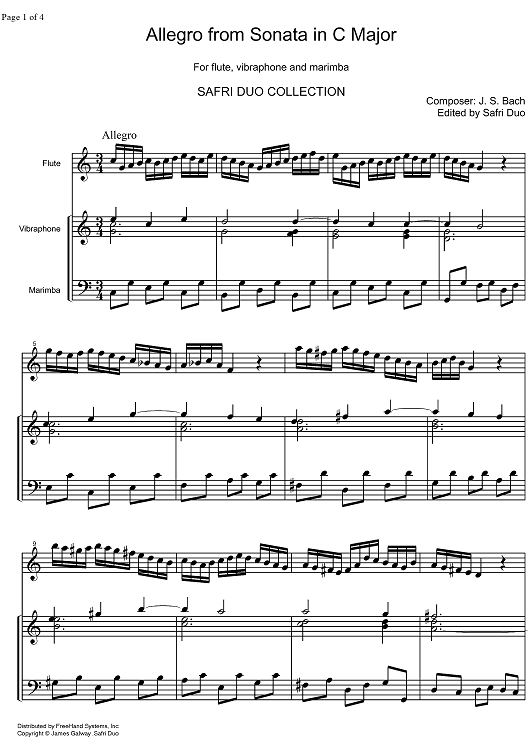 Allegro from Sonata C Major BWV 529