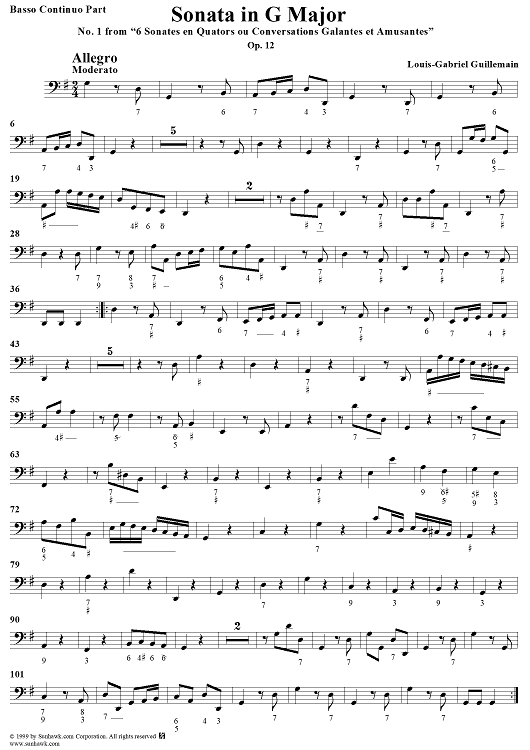 Sonata No. 1 in G Major - Basso Continuo