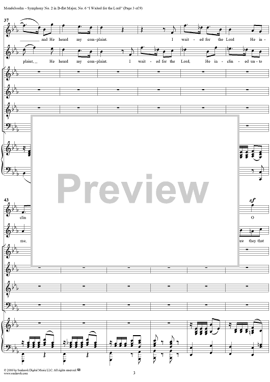 my singing monsters sheet music I waited for the Lord (Duet and Chorus), No. 6 from Symphony No. 2 in " Sheet Music for Four-part Mixed Chorus/Piano