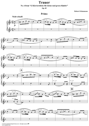 Trauer, No. 6 from "12 Klavierstücke für kleine und grosse Kinder" (Op. 85)