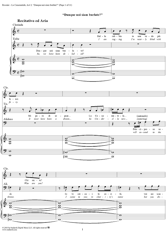 La Cenerentola, Act 2, Recitative and Aria - Clorinda - Vocal Score