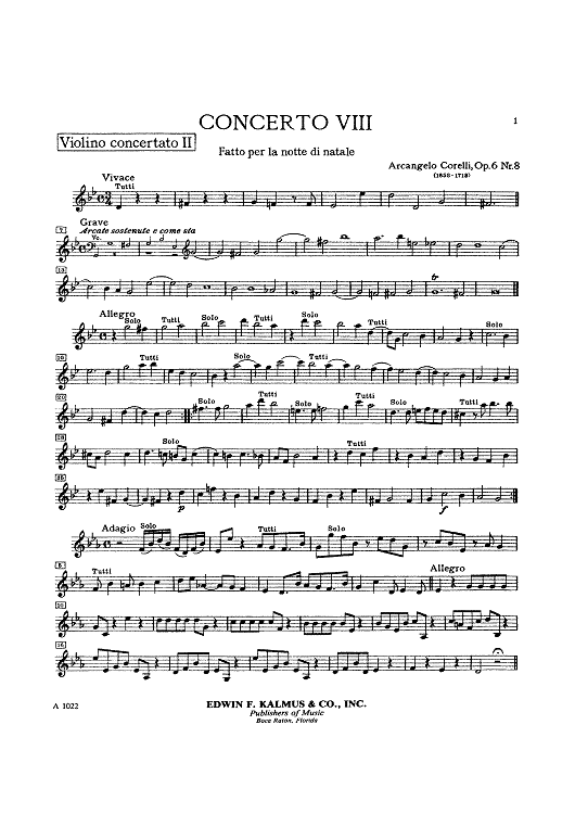Concerto Grosso in G minor (Christmas Concerto) Op. 6 No. 8 - Violino concertato II