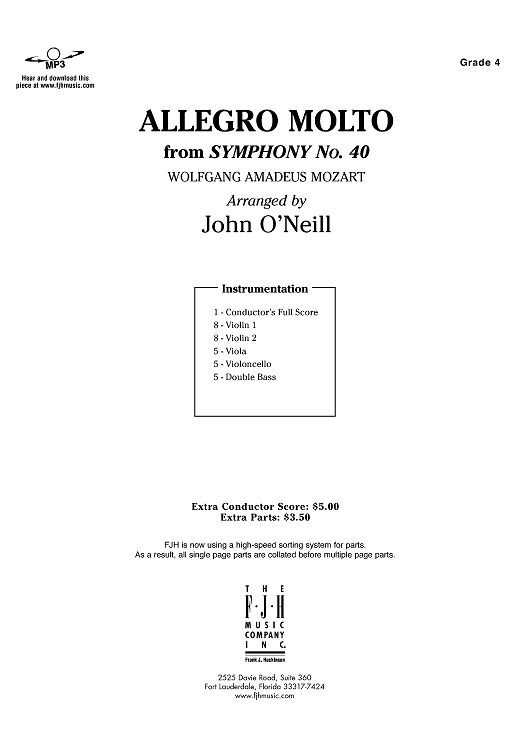 Allegro Molto from Symphony No. 40 - Score Cover