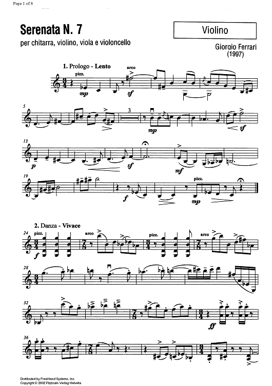 Serenata No. 7 - Violin