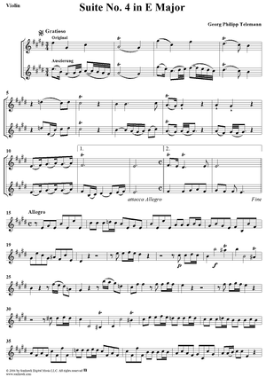 Suite No. 4 in E Major - Violin