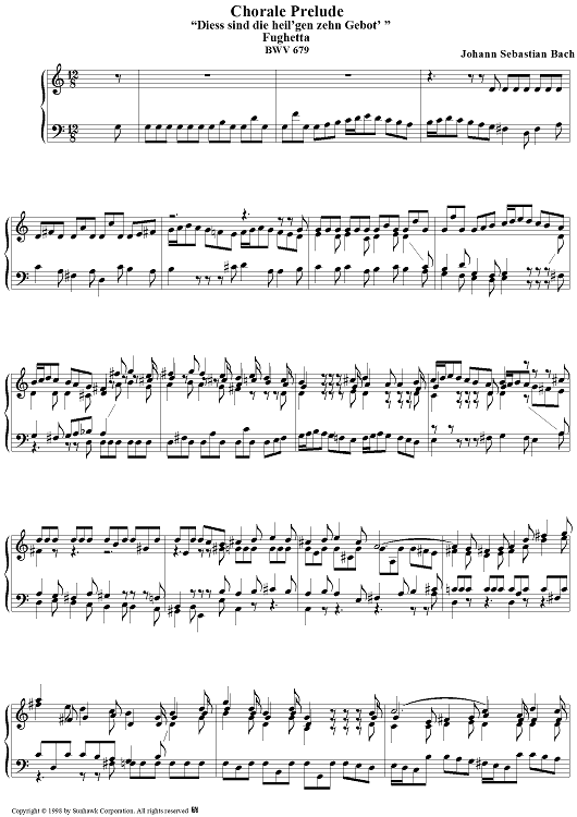 Chorale Prelude, BWV 679: Dies sind die heil'gen zehn Gebot