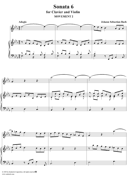 Flute Sonata in G minor BWV1020): Movement 2 - Piano