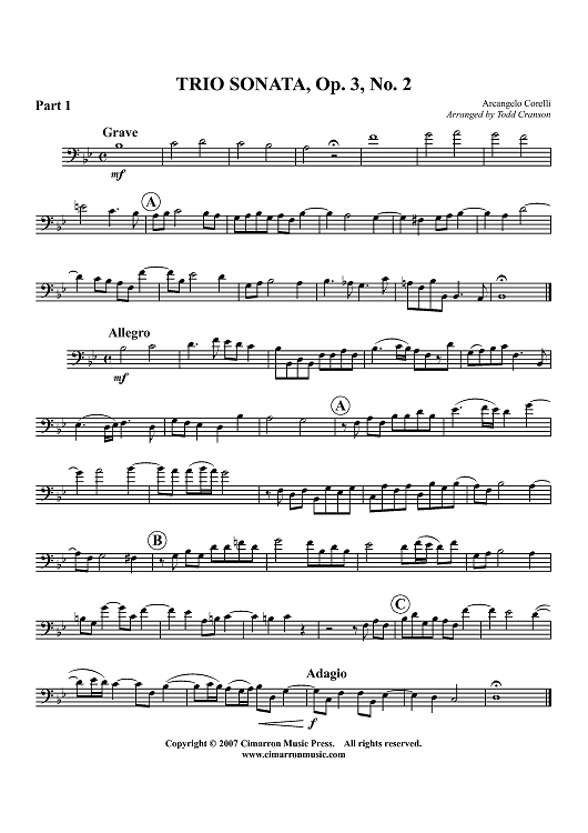 Trio Sonata, Op. 3 No. 2 - Part 1
