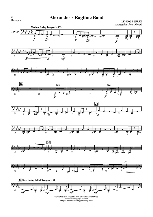 Alexander’s Ragtime Band - Bassoon