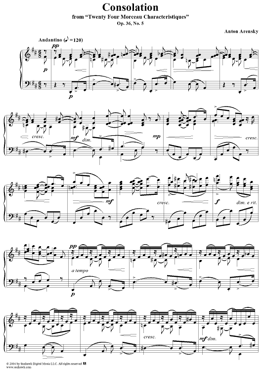 Consolation, No. 5 from "Twenty Four Morceau Characteristiques", Op. 36