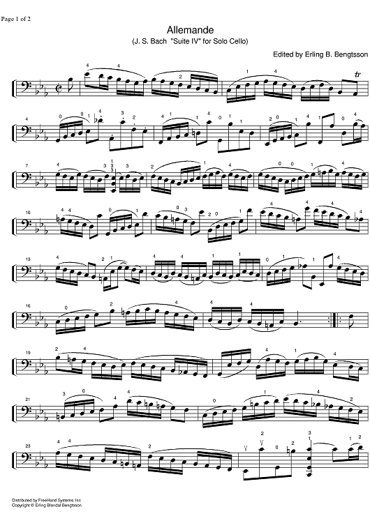 Suite No. 4 Eb Major BWV 1010 - Cello