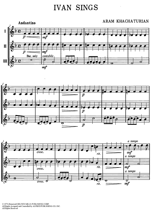 Ivan Sings - Bb Tenor Saxophone, Baritone T.C.