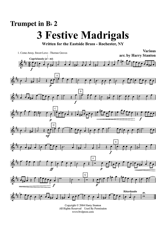 3 Festive Madrigals - Trumpet 2