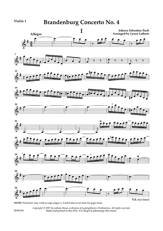 Brandenburg Concerto No. 4 - Violin 1