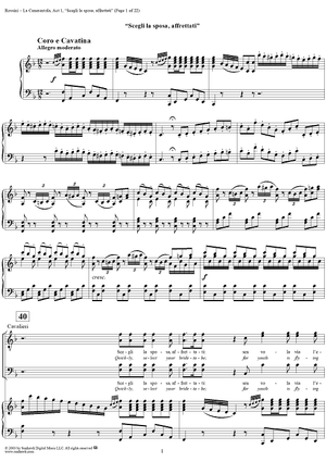 La Cenerentola, Act 1, Chorus and Cavatina - Dandini - Vocal Score