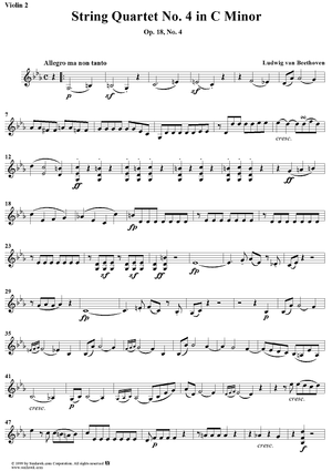 String Quartet No. 4 in C Minor, Op. 18, No. 4 - Violin 2