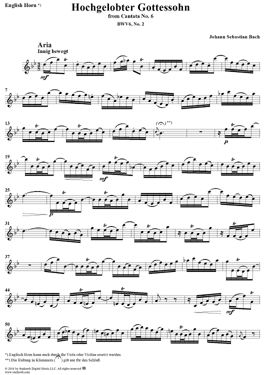 "Hochgelobter Gottessohn", Aria, No. 2 from Cantata No. 6: "Bleib' bei uns, denn es will Abend werden" - English Horn