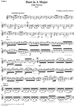 Duet in A Major, K331 - Violin 2