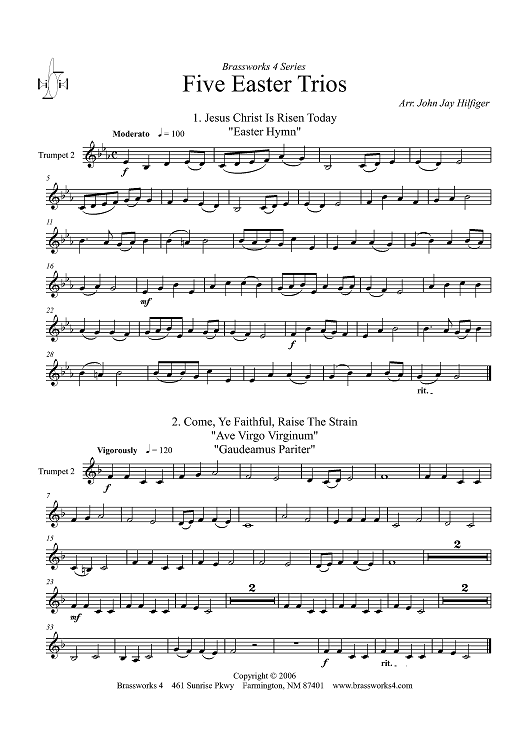 Five Easter Trios - Trumpet 2
