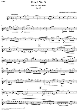 Duet No. 5 from Six Easy Duets, Op. 137 - Flute 2