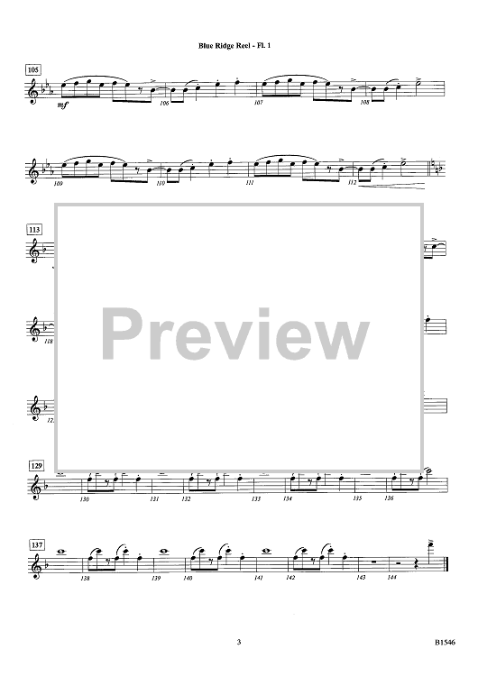 Blue Ridge Reel - Flute 1" Sheet Music for Concert Band