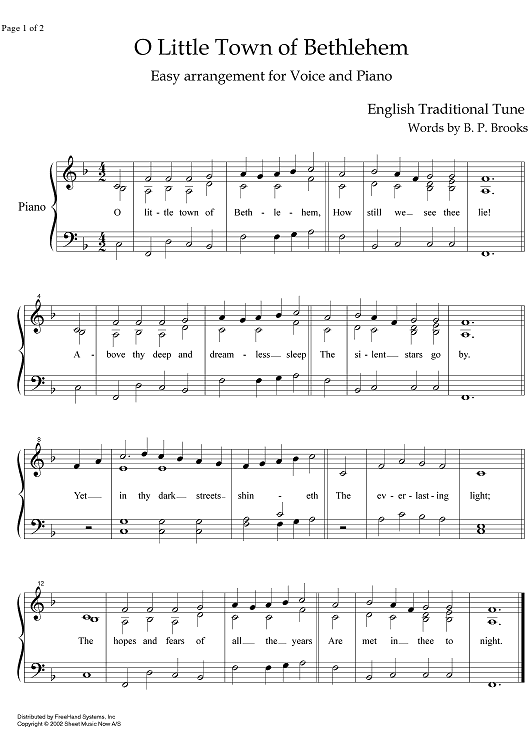 O Little Town of Bethlehem - Score