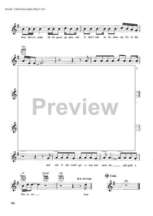 Little Green Apples" Sheet Music by O. C. Smith for Ukulele/Vocal