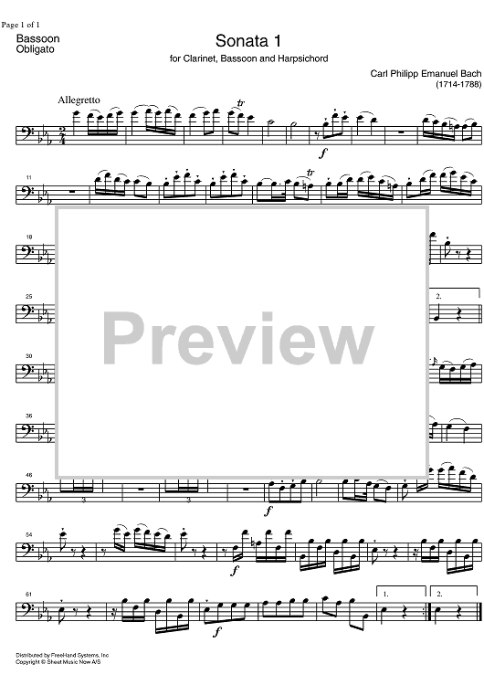 Sonata No. 1 Eb Major - Bassoon