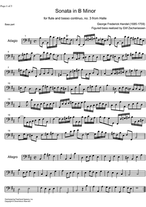 Sonata No. 3 b minor From Halle HWV 367b - Bass
