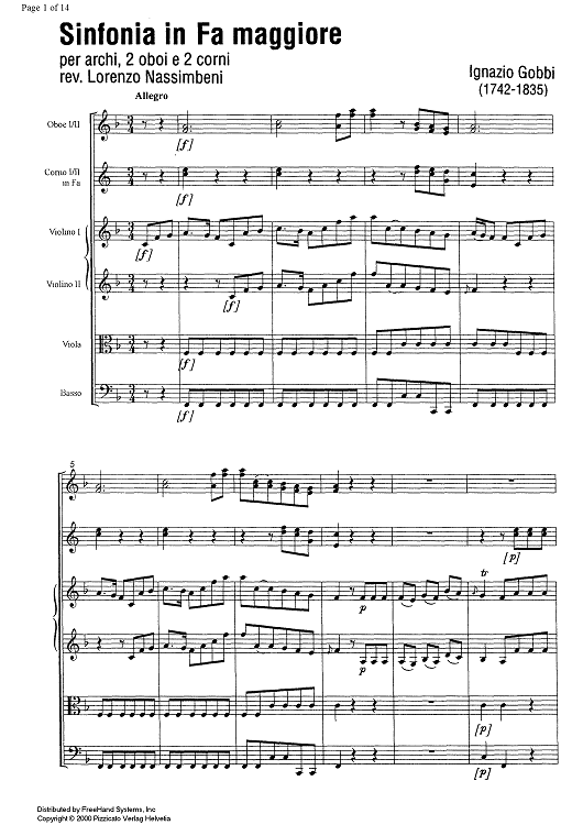 Sinfonia F Major - Score