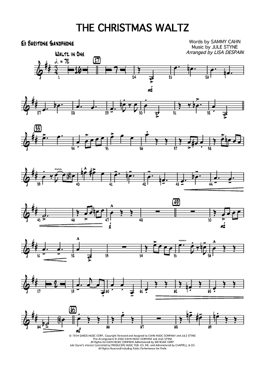 The Christmas Waltz - E-flat Baritone Saxophone