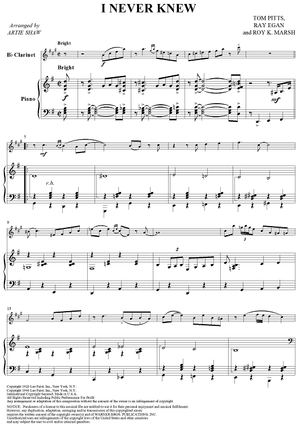 I Never Knew - Piano Score