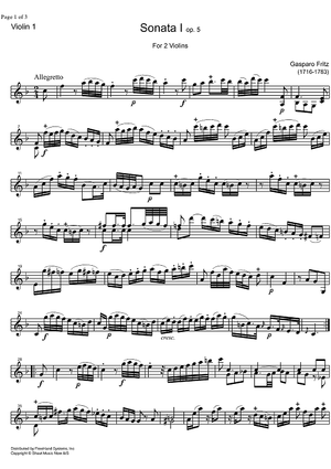 Sonata Op. 5 No. 1 - Violin 1