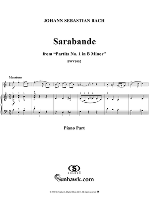 Sarabande, BWV1002 - Piano Score