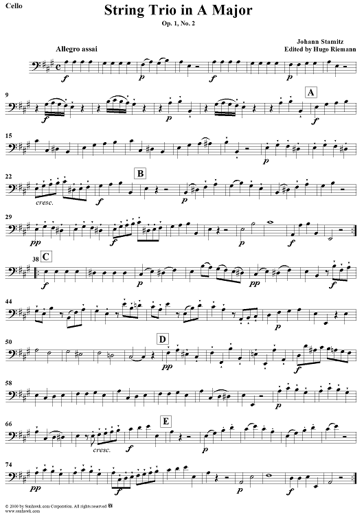 String Trio in A Major, Op. 1, No. 2 - Cello