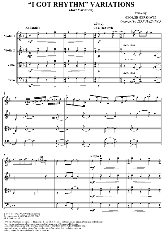 I Got Rhythm (Variations) - Score