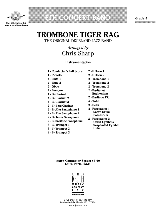 Trombone Tiger Rag - Score Cover