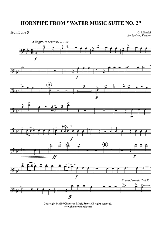 Hornpipe from "Water Music Suite No. 2" - Trombone 3