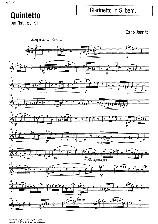 Quintetto Op.91 - Clarinet in B-flat