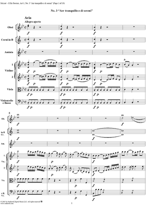 Aer tranquillo e dì sereni, No. 3 from "Il Re Pastore", Act 1 (K208) - Full Score