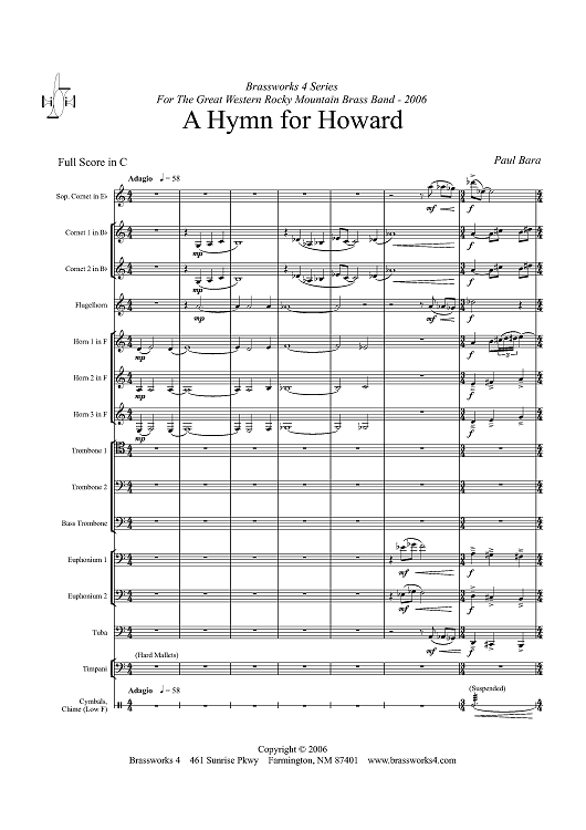 A Hymn for Howard - Score
