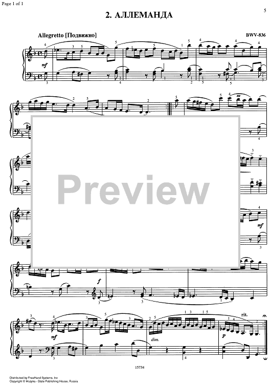 Allemande g minor BWV 836