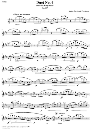 Duet No. 4 from Six Easy Duets, Op. 137 - Flute 1