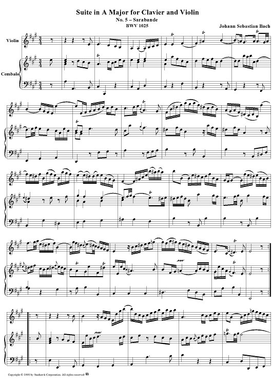 Suite in A major for Violin and Keyboard, no. 5: Sarabande