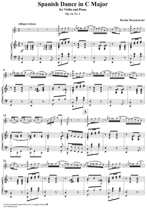 Spanish Dance in C Major, Op. 12, No. 1 - Piano Score