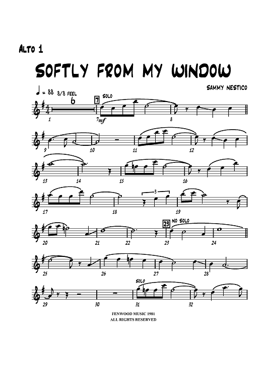 Softly from My Window - Alto Sax 1