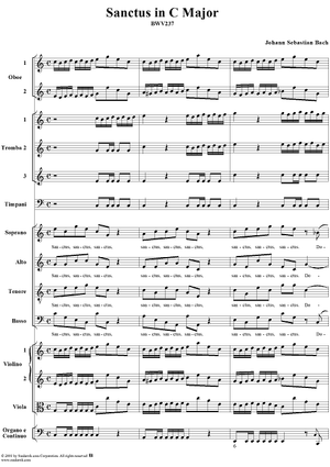 "Sanctus" in C Major (BWV237) - Full Score